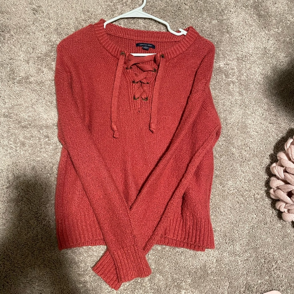 American Eagle Zig Zag Drawstring Sweater